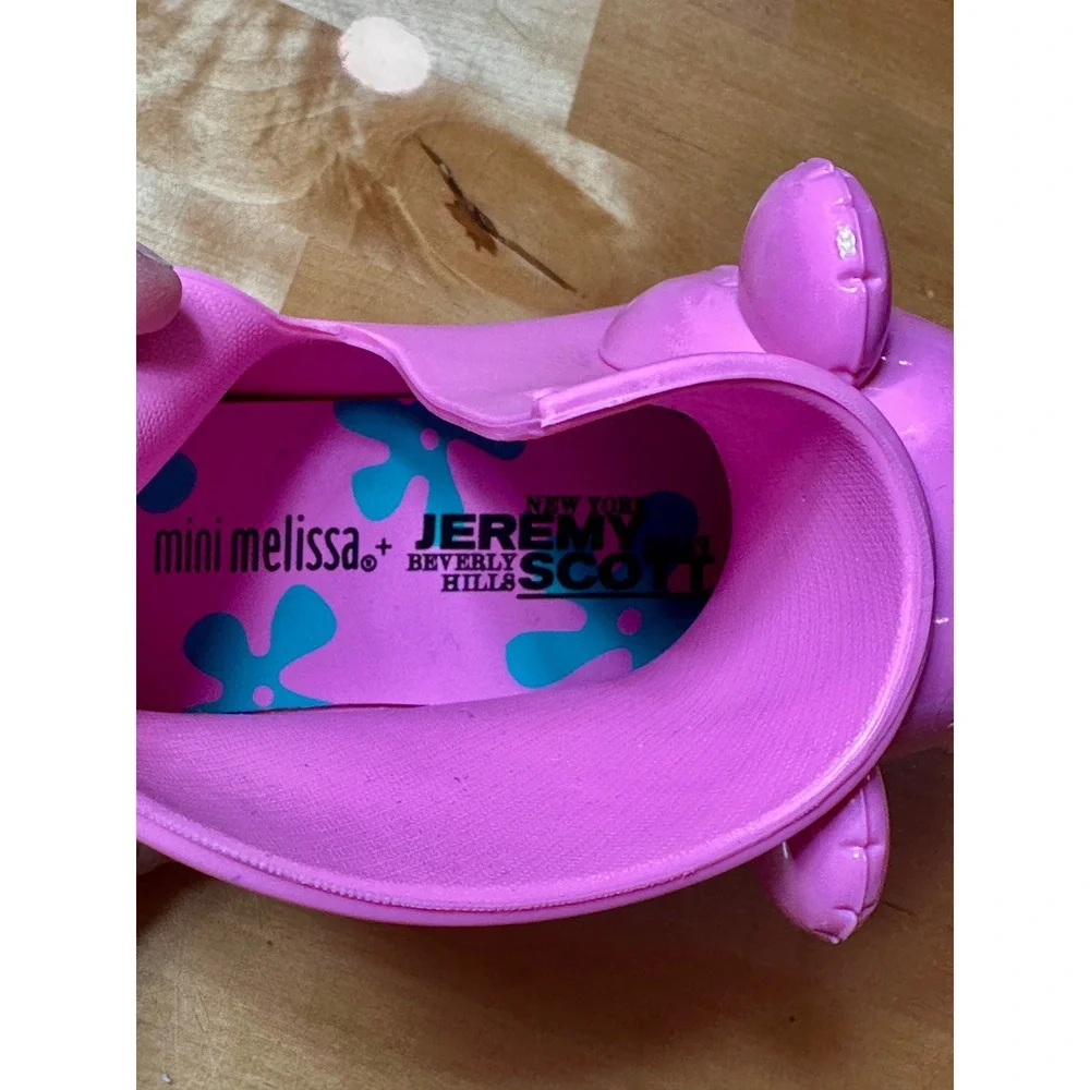 Mini Melissa Jeremy Scott Rain Boots Kids‎ 6/7 Pink Excellent Bear Collaboration